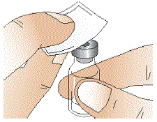 Take the vial adapter and remove the paper cover - Illustration