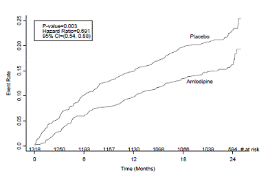 Effects on Primary Endpoint of Amlodipine
versus Placebo across Sub-Groups - Illustration