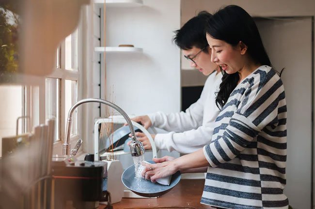 Cleaning up your kitchen will burn some of the calories from the meal you just ate.