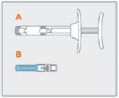 Remove the gray cap from the syringe - Illustration