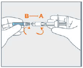 Twist the clear cap off the bottom of the needle cartridge - Illustration