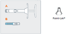 One sterile, single-dose prefilled syringe with plunger rod and backstop, One sterile 18-gauge, 5/8-inch needle, One Point-Lok® needle protection device - Illustration