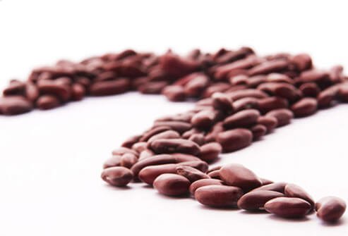 A row of dried beans.