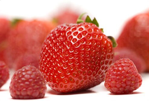 Raspberries and strawberries.
