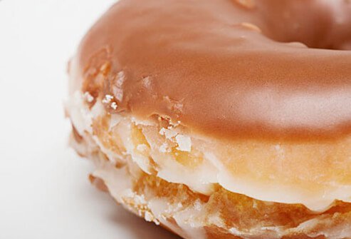 Close-up of a glazed donut.