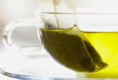 Green tea in a clear cup.