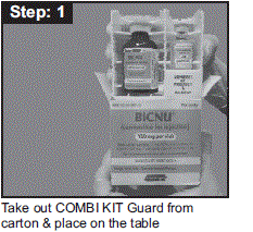 Take out COMBI KIT Guard from carton & place on the
table - Illustration