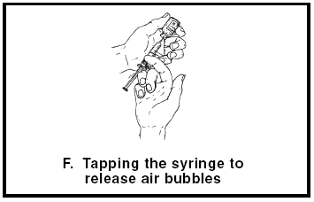 Tapping the syringe to release air bubbles - illustration