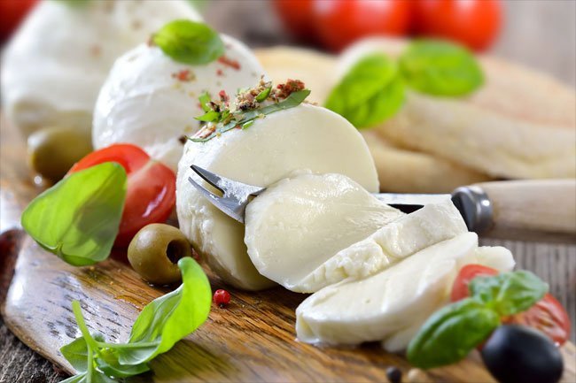 Mozzarella is low in calories and sodium.