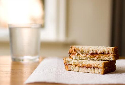 Photo of peanut butter sandwich, eating healthy with COPD.