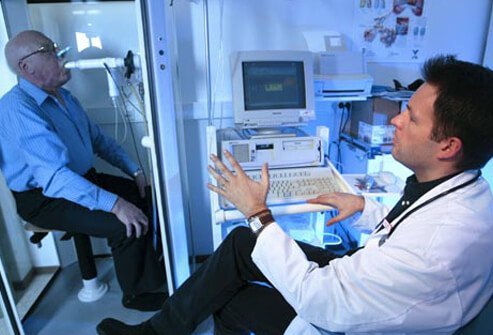 Spirometry is a test that measures how much air you can move in and out of your lungs over a short period of time, and is used to test for COPD.