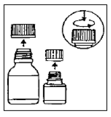 Pour the microcapsules completely into the larger bottle of diluent - Illustration