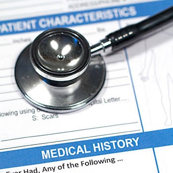 A patient medical history form.