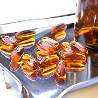 A tray of lecithin laxative capsules.