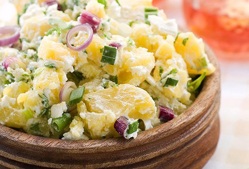 When cooled to room temperature or chilled in potato salad, they'll have more resistant starches, which take longer to digest.