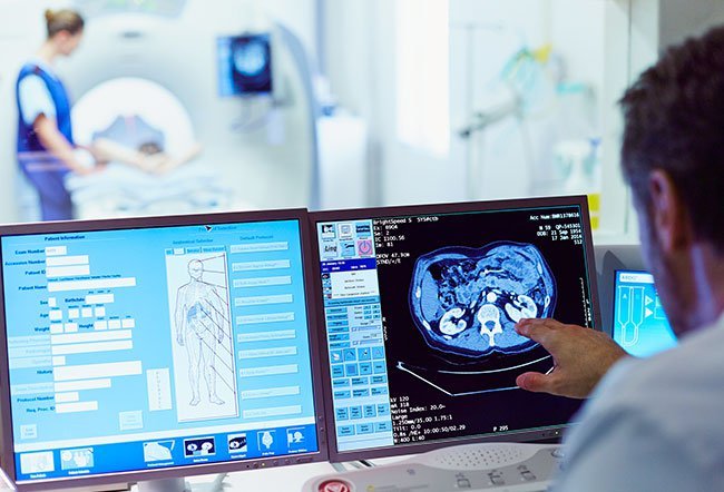 No, a computed tomography (CT) scan cannot tell with certainty whether a lung nodule is cancerous. It can only indicate an abnormal spot in the lung that is opaque. This opaque spot may or may not be cancer.