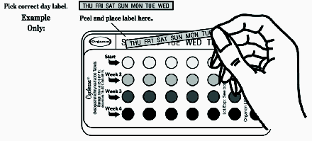 Place this day label strip in the cycle tablet dispenser over the area that has the days of the week (starting with Sunday) imprinted in the plastic.