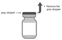 Remove the gray stopper from the bottle - Illustration