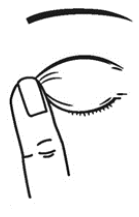 Close your eye and press a finger into the corner of your eye by the nose - Illustration