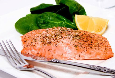 Salmon with spinach.