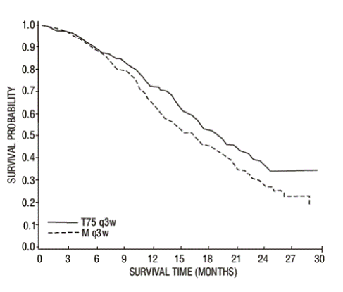 TAX317 Survival K-M Curves - Docetaxel 75 mg/m<sup>2</sup> Versus Best Supportive Care - Illustration