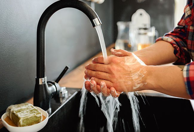 handwashing with bar soap