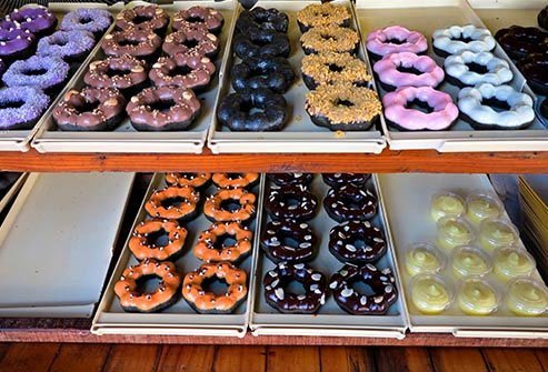 Doughnuts and other sugary pastries made from white flour have little nutrition and get into (and out of) your blood too quickly.