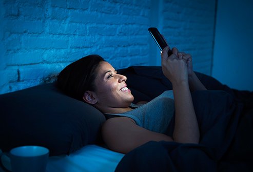 Blue light from smartphones, computers, and tablets used after sunset may interfere with sleep.