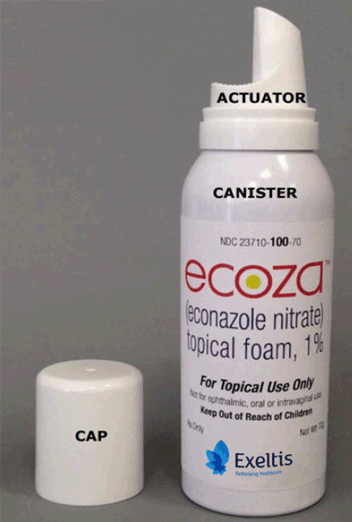 Parts of Ecoza topical foam Canister - Illustration