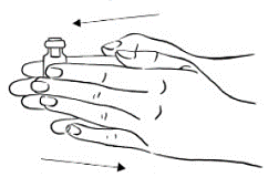 Roll the EGRIFTA SV 2 mg vial gently in
your hands for 30 seconds, until the Sterile Water and EGRIFTA SV powder are
mixed well - Illustration