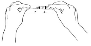 Push the protective needle cap all the
way in or until it snaps shut - Illustration