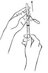 Carefully remove the needle cap by pulling it straight off the needle - Illustration