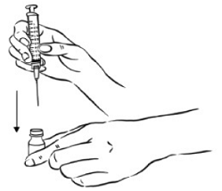 Carefully remove the protective needle cap
by pulling it straight off - Illustration