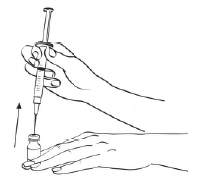 Insert the needle into the rubber stopper of the EGRIFTA SV 2 mg vial - Illustration