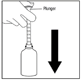 Push the ribbed end of the
bottle adapter firmly into the neck of the bottle until the adapter top is even with the bottle top - Illustration