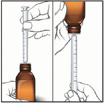 Remove the child-resistant cap by pushing down while turning the cap to the left (counter-clockwise). - Illustration