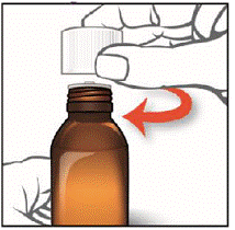 Carefully remove the oral syringe from the bottle adapter. - Illustration