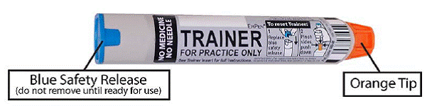 Remove the auto-injector from the thigh. The orange tip will extend to cover the needle. If the needle is still visible, do not attempt to reuse it. - Illustration