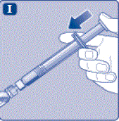 Push the plunger rod to slowly inject all the diluent into the vial - Illustration