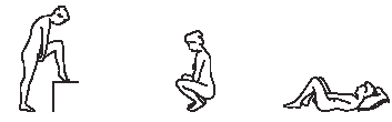 Choose the position that is most comfortable for you: standing with one leg up, squatting, or lying down - Illustration