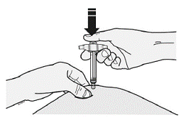 Insert needle and inject all
the liquid subcutaneously - Illustration