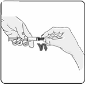 Remove the rubber cap from the pre-filled syringe using a twist and pull motion - Illustration