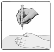 Gently pinch the skin around the site with your thumb and forefinger of the other hand - Illustration