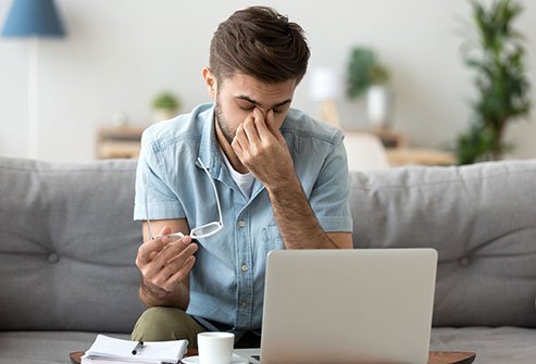 Extended computer use can cause eye strain.