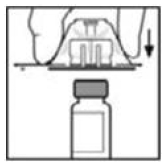 Place the vial adapter over the vial - Illustration