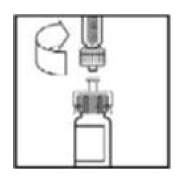 Connect the diluent syringe to the vial adapter - Illustration