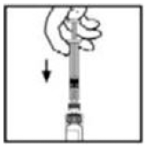 Slowly push the plunger rod to inject all the diluent
into the BeneFIX vial - Illustration