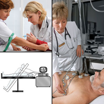A complete blood count (CBC) test, electrocardiogram, and tilt-table test are some of the procedures used to diagnose fainting (syncope).