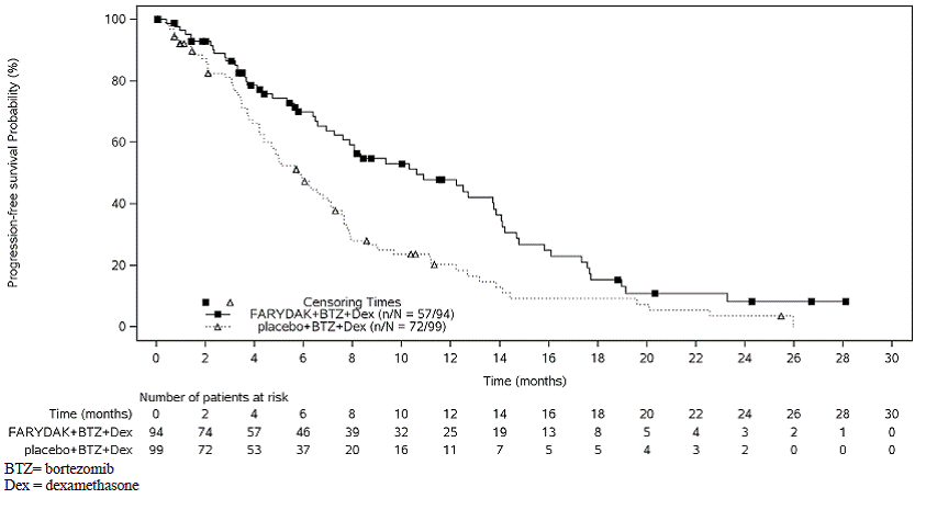 Kaplan-Meier Plot of Progression-Free Survival in Patients with Multiple Myeloma who Received Prior Treatment with Both Bortezomib and an Immunomodulatory Agent - Illustration