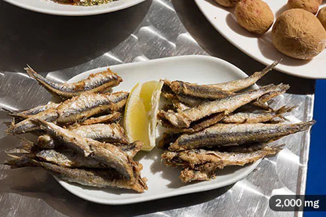 Anchovies make a great pizza topping or you can eat them with bread and beer.